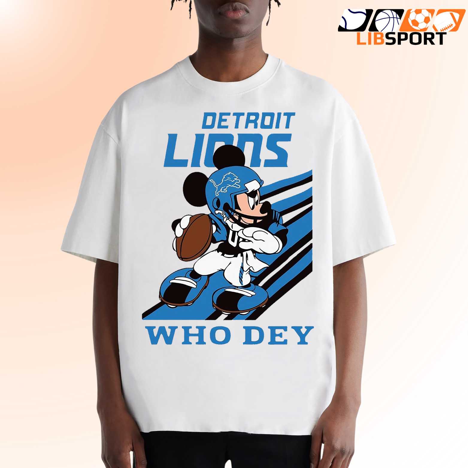 Detroit Lions T-Shirt, Who Dey Mickey Mouse Tee, Nfl Football Streetwear